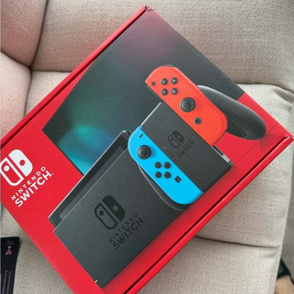 Nintendo Switch with Vibrant Red and Blue Controllers